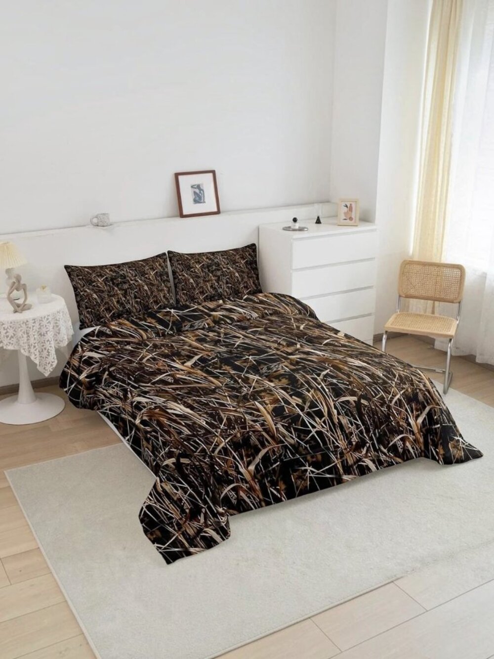 Camouflage Bedding Set King Size Comforter Set Marsh Duck Grass Camo